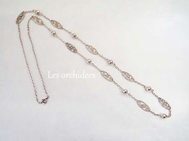 フランス　ヴィンテージ　シルバー　フィルグリーネックレス