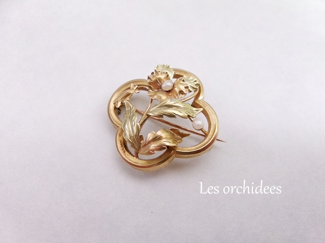 france antique 18k pansy brooch