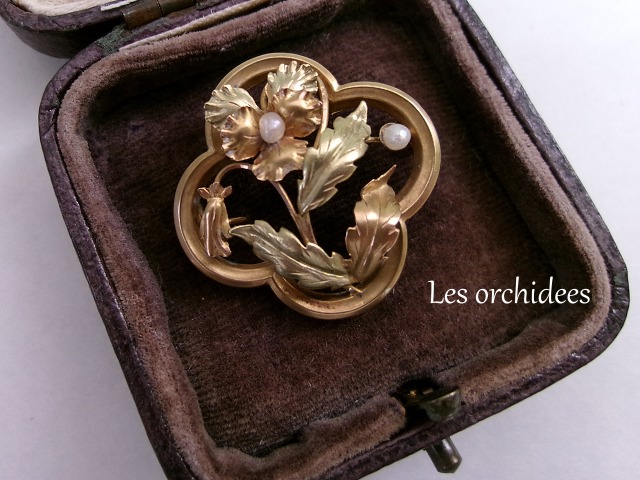 france antique pansy 18k brooch