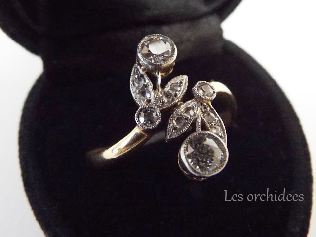 フランス　アンティーク　ダイヤモンド　花のトワエモア　リング