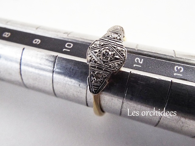 antique 3diamonds 18k & plat ring