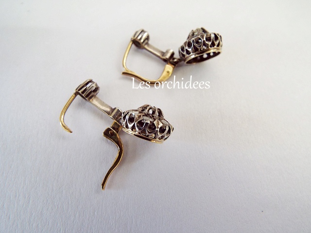 french antique diamond pierced earrigs