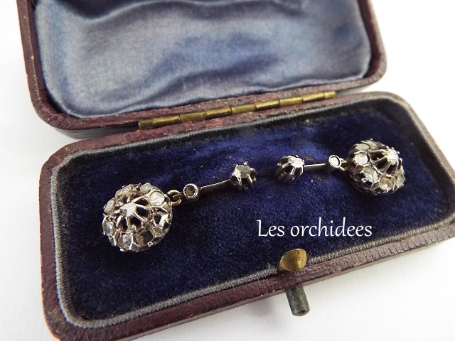 french antique diamond pierced earrigs