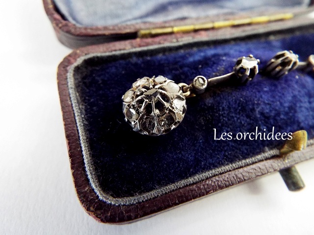 french antique diamond pierced earrigs