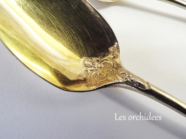 フランスアンティーク 純銀 ヴェルメイユ ティー スプーン queille