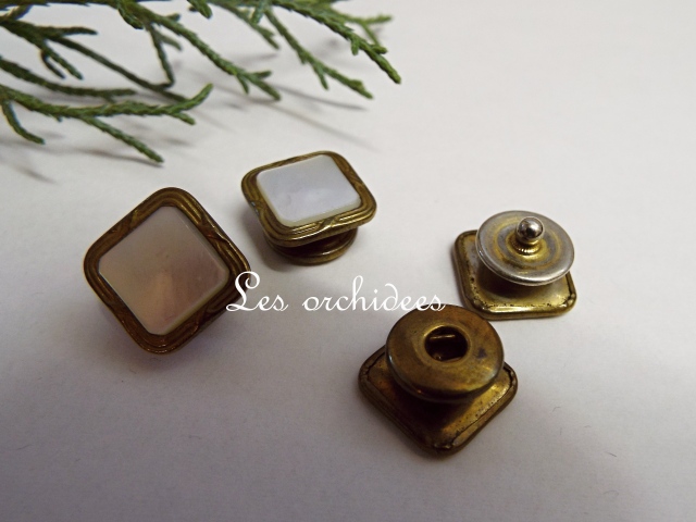 アールデコカフリンクス　スナップ式　マザーオブパール