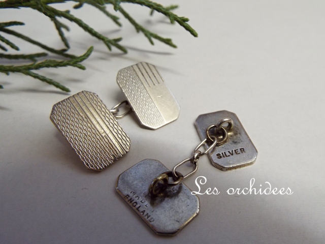 アンティーク　チエーン式カフリンクス　シルバー　