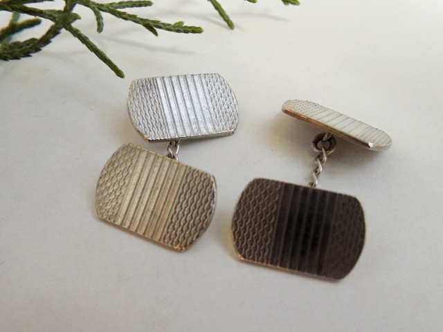 アンティーク　チエーン式カフリンクス　シルバー　