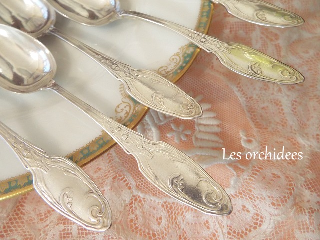 フランス　アンティーク　シルバー　純銀　ティースプーン　スズラン